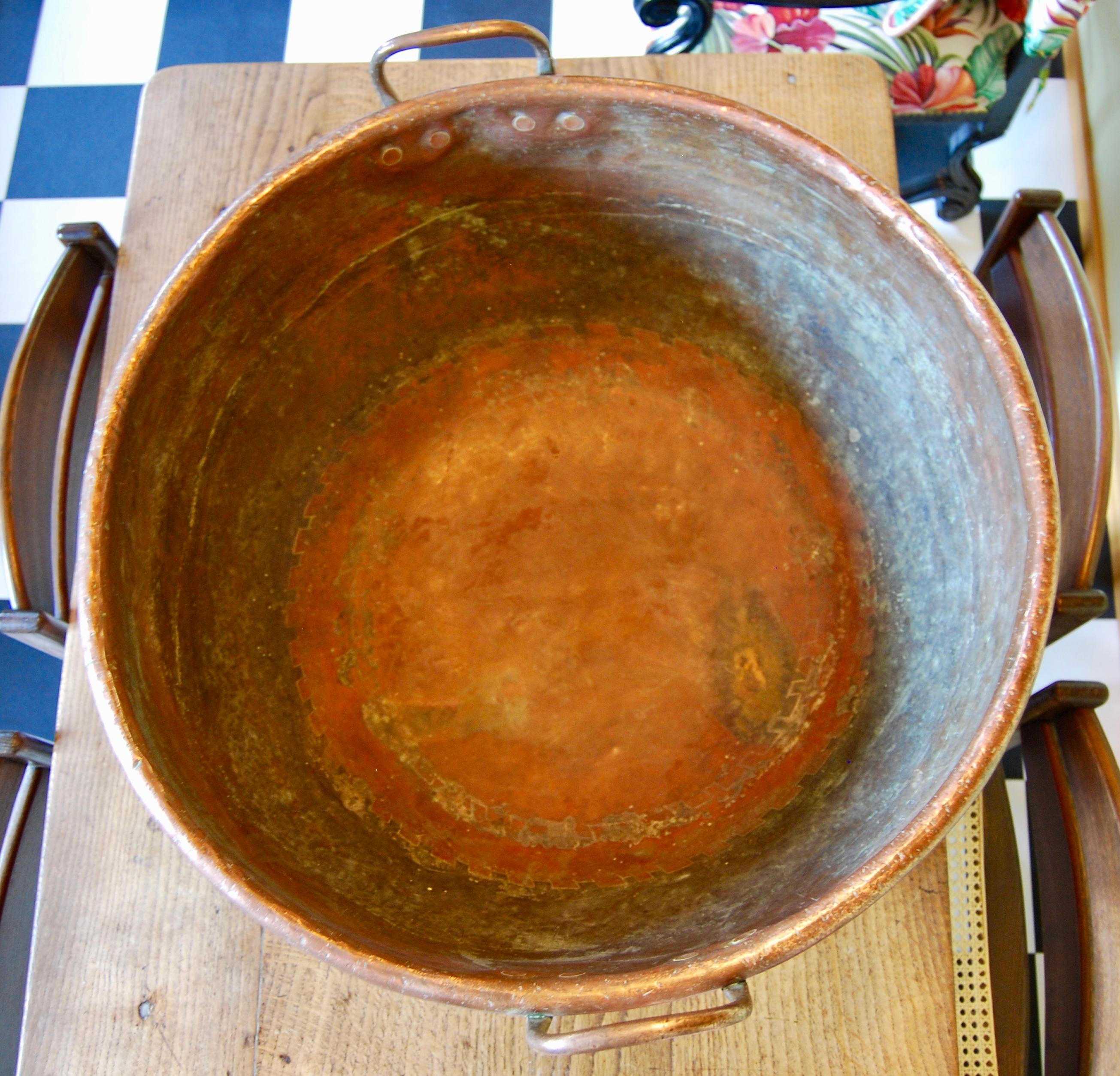 French Large Copper Pot with Rounded Base, 