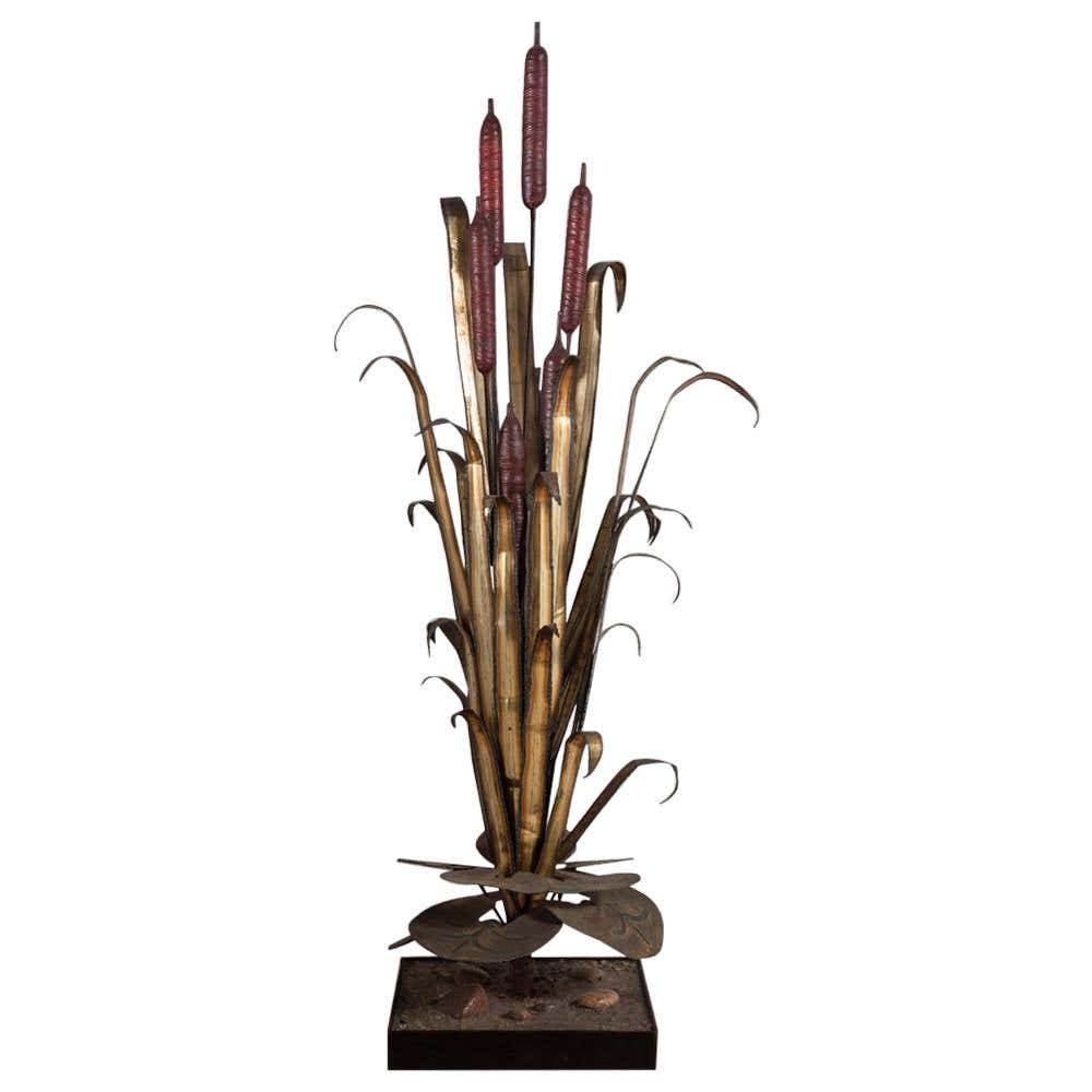 Large Copper Reed Floor Sculpture, 1970s For Sale at 1stDibs