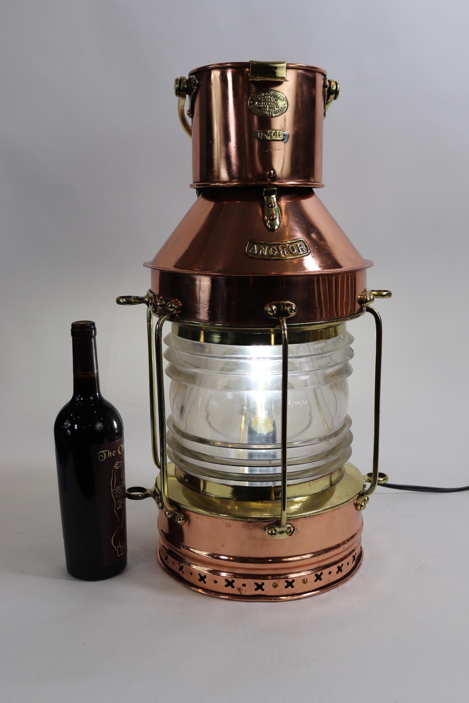 Large Copper Ships Lantern by Douglas In Good Condition For Sale In Norwell, MA