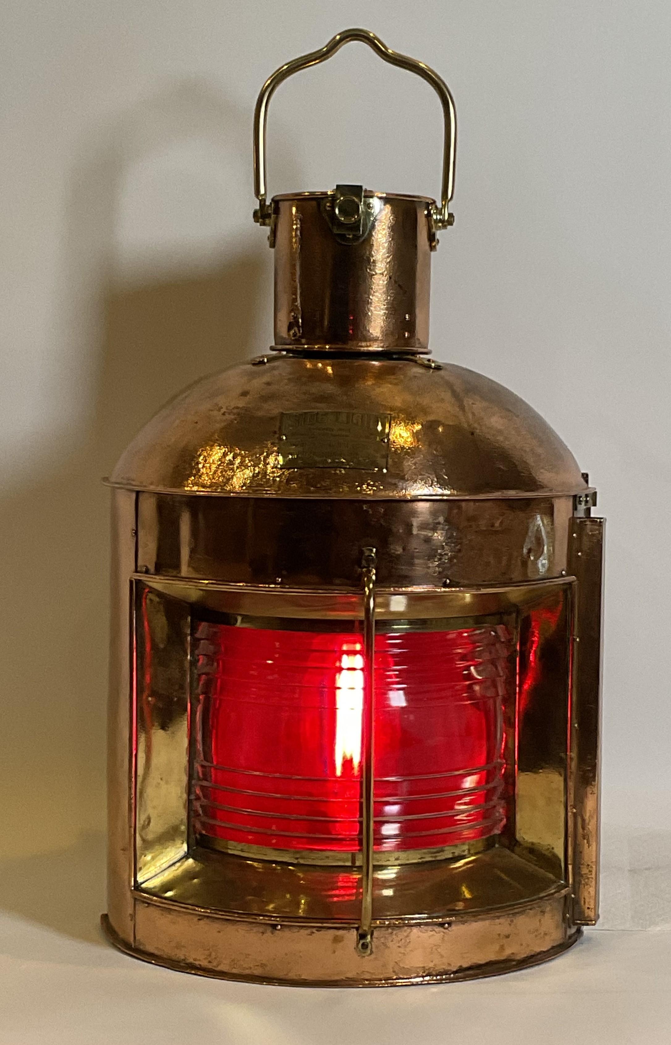 Large Copper Ships Lantern In Good Condition For Sale In Norwell, MA