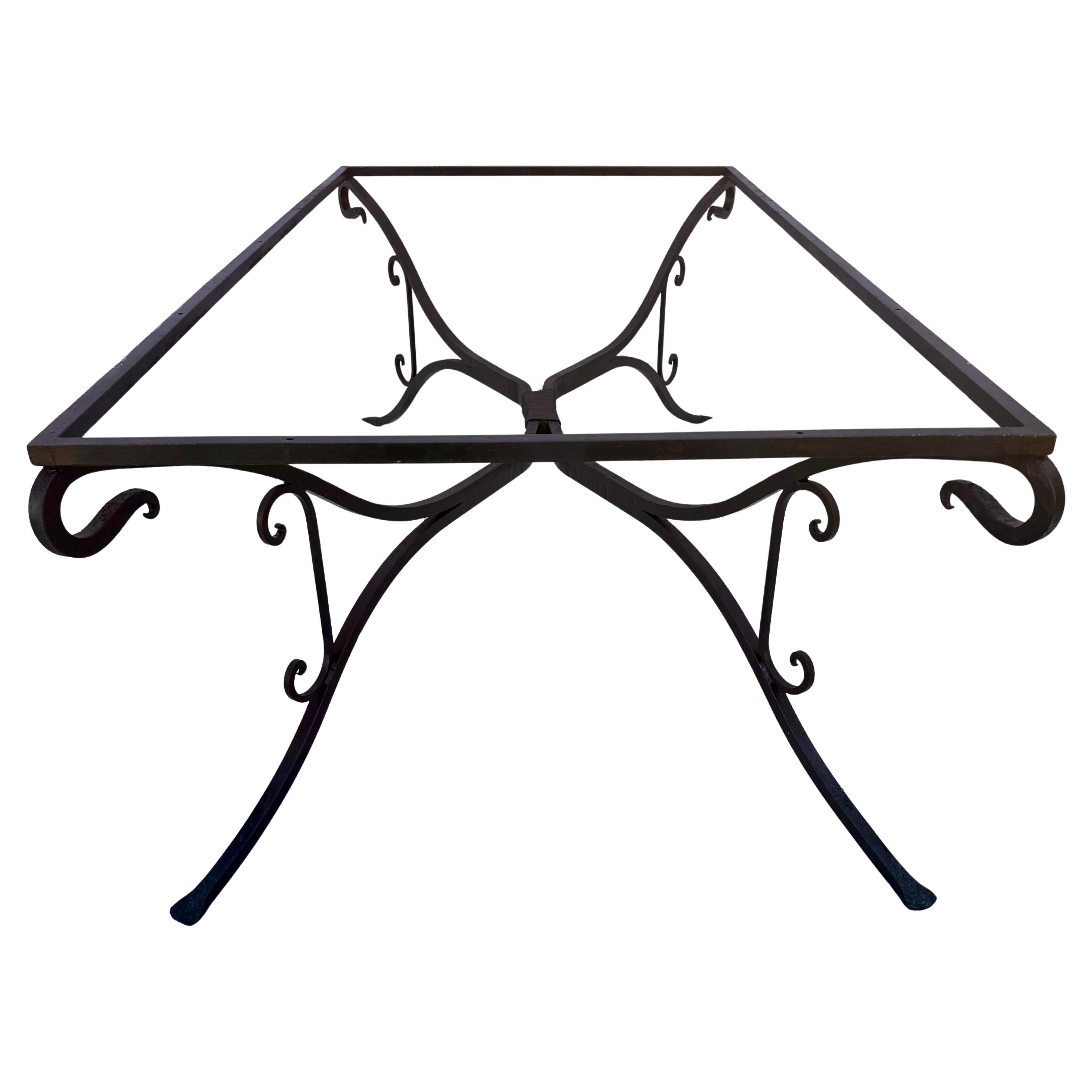 Rustic Large Copper Top Dining Table on Hand Forged Iron Base