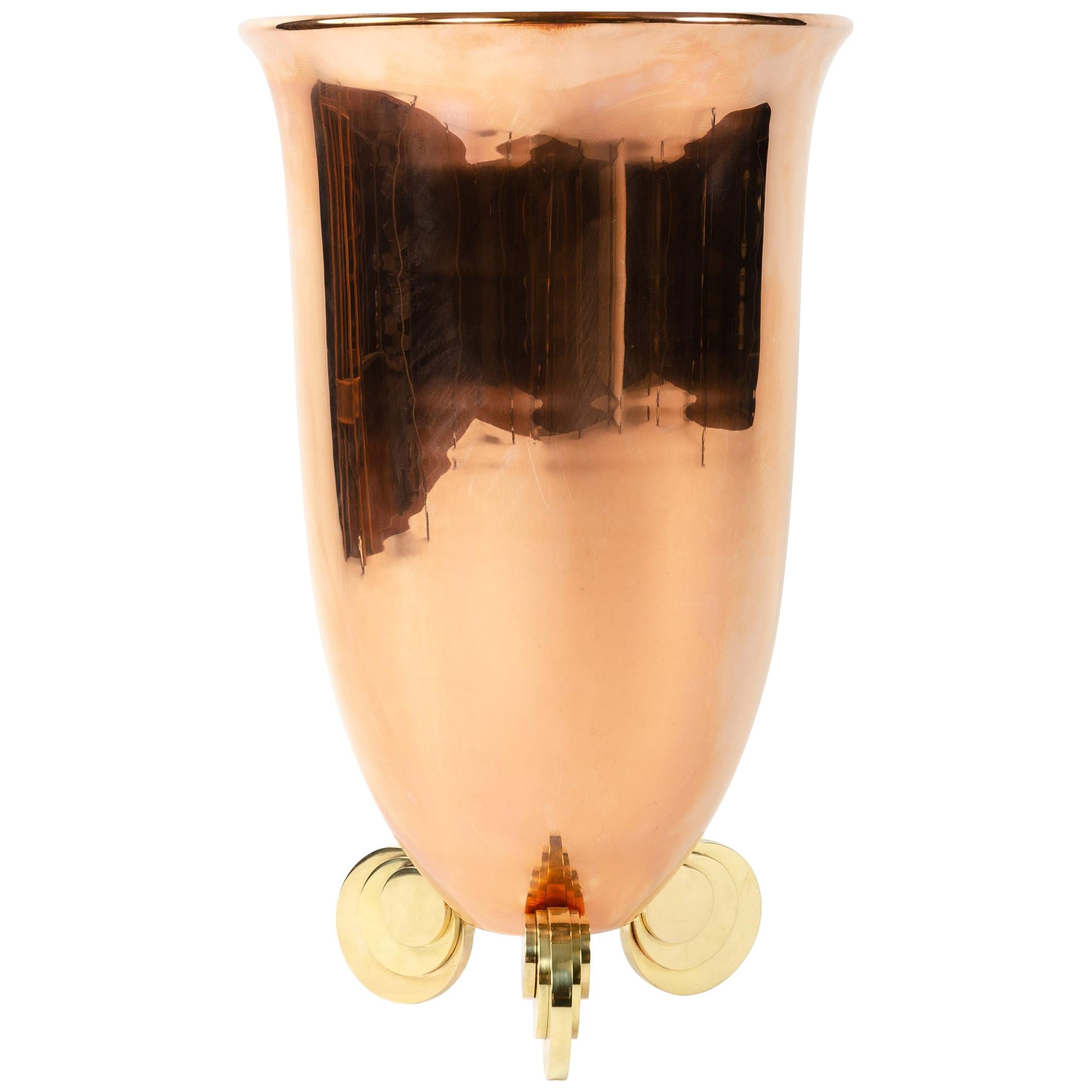 Large Copper Vase by Karl Springer For Sale