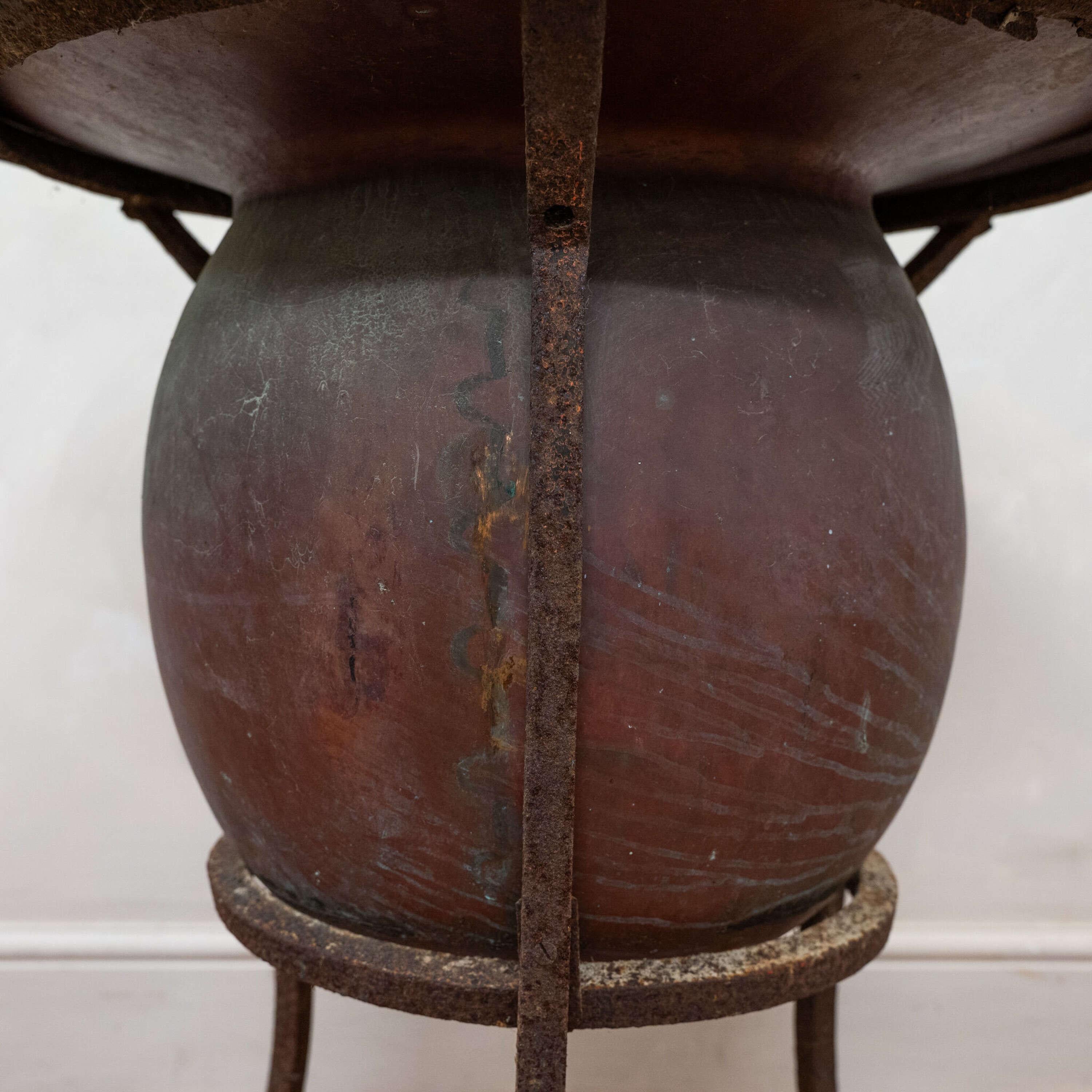 Large Copper Vat / Planter on Bespoke Iron Stand circa 1900 1