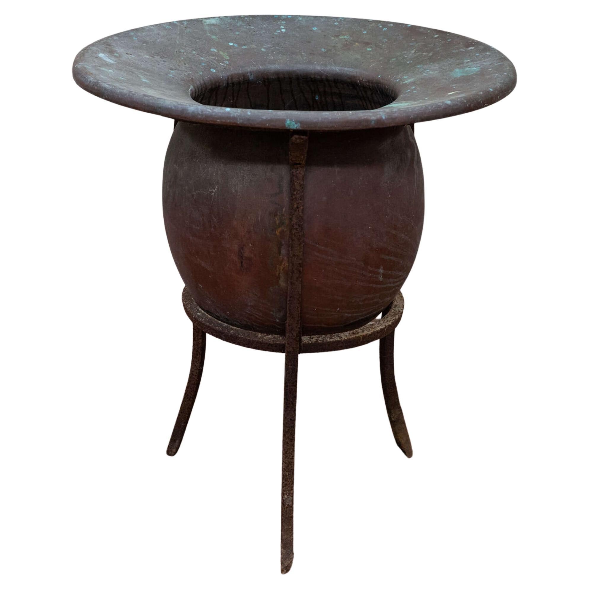 Large Copper Vat / Planter on Bespoke Iron Stand circa 1900
