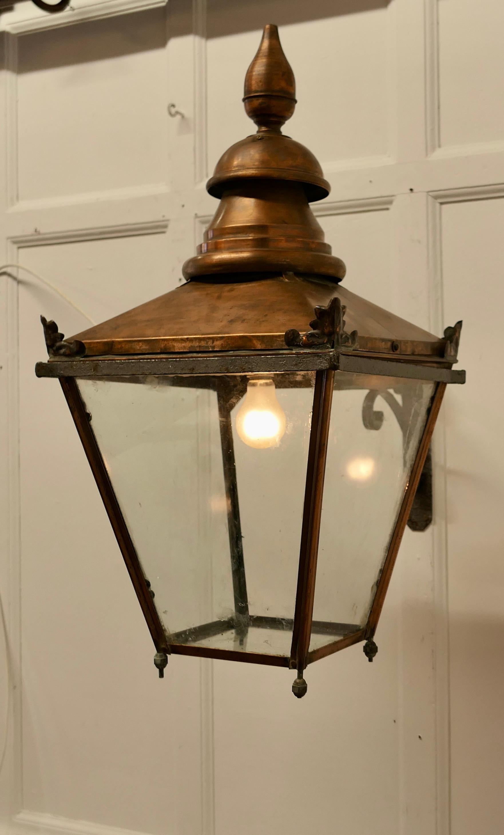 Industrial Large Copper Wall Hanging Lantern    This is a Large Copper street light style 