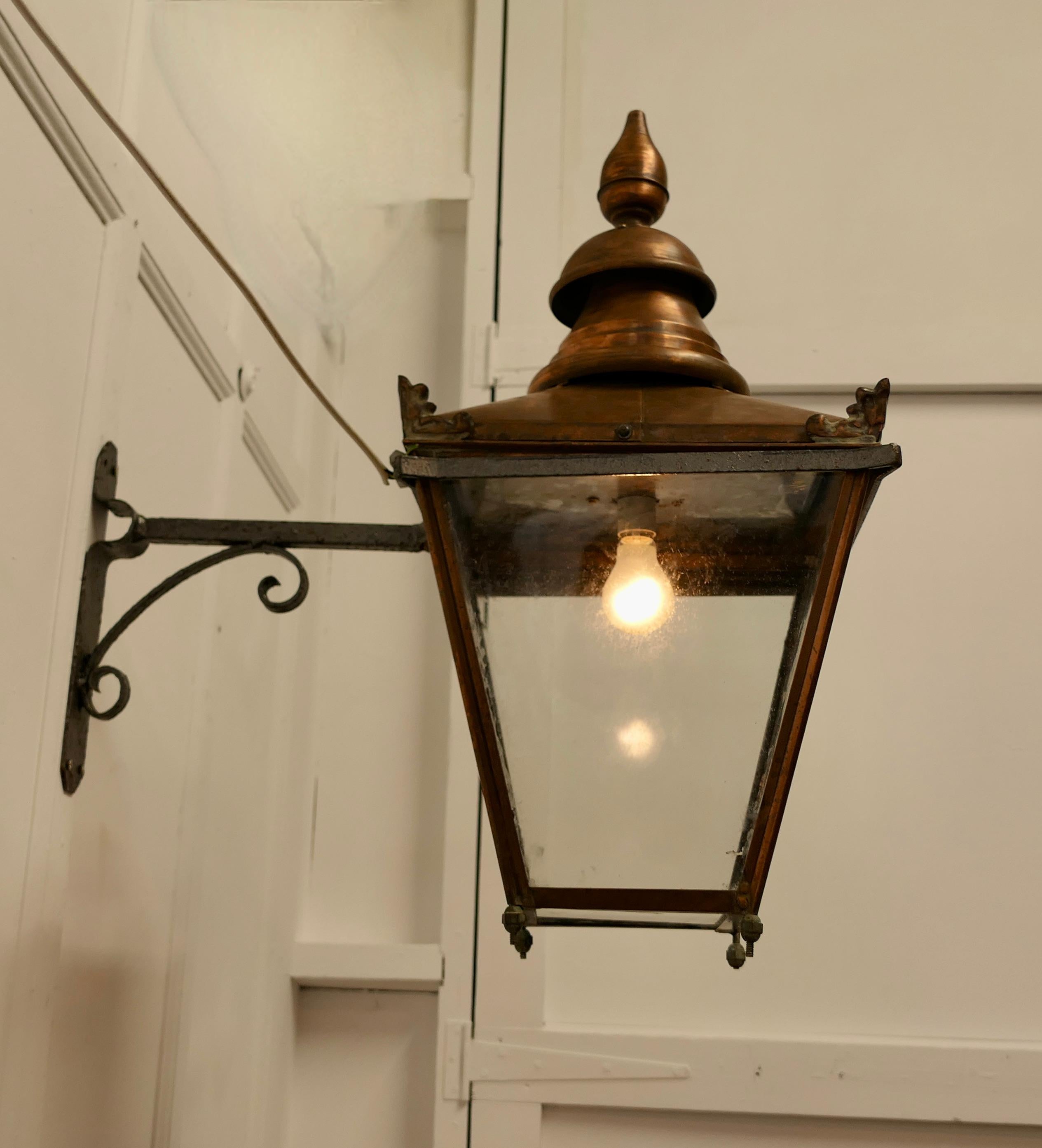Large Copper Wall Hanging Lantern    This is a Large Copper street light style  1
