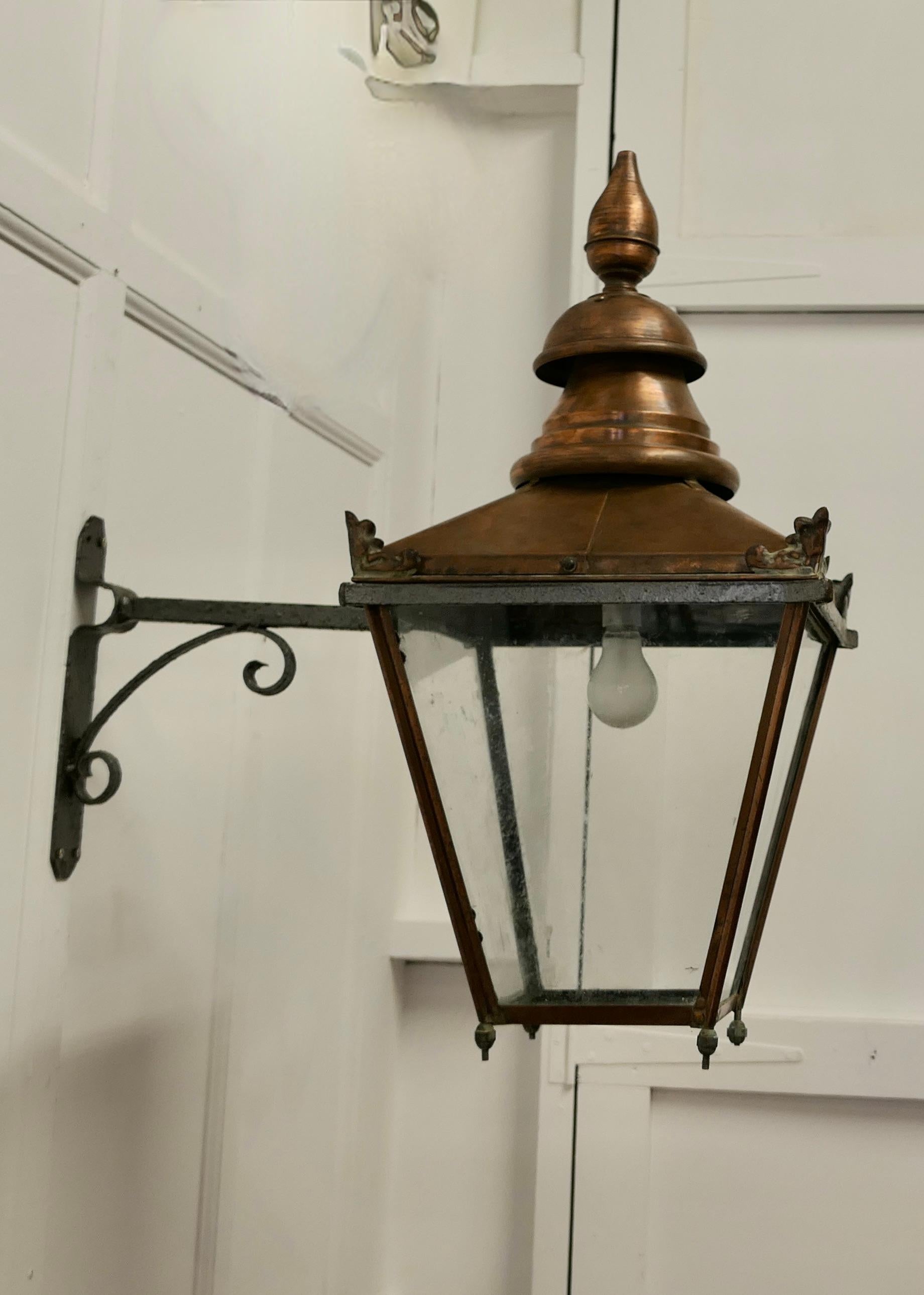 Large Copper Wall Hanging Lantern    This is a Large Copper street light style  3