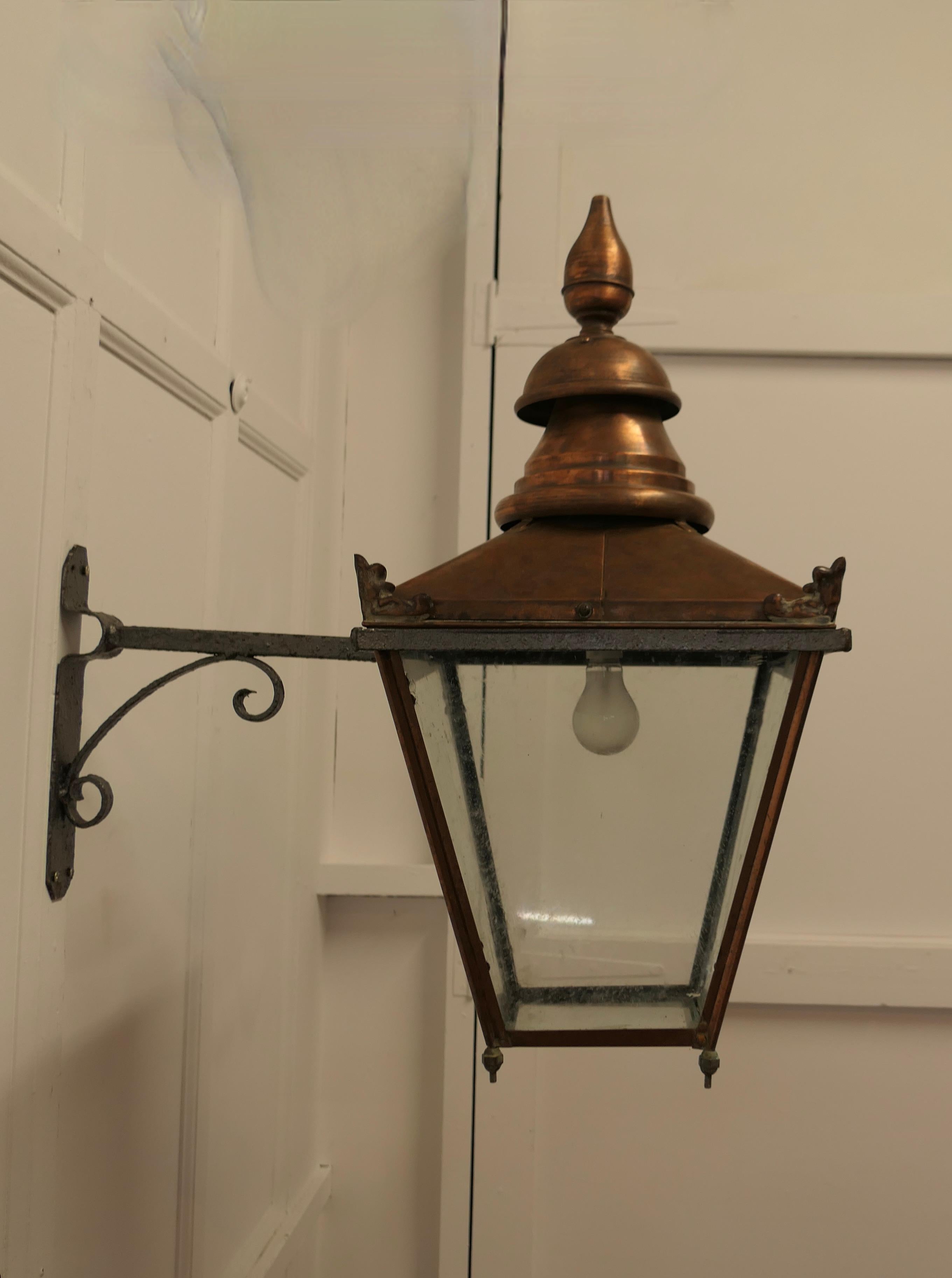 Large Copper Wall Hanging Lantern    This is a Large Copper street light style  4