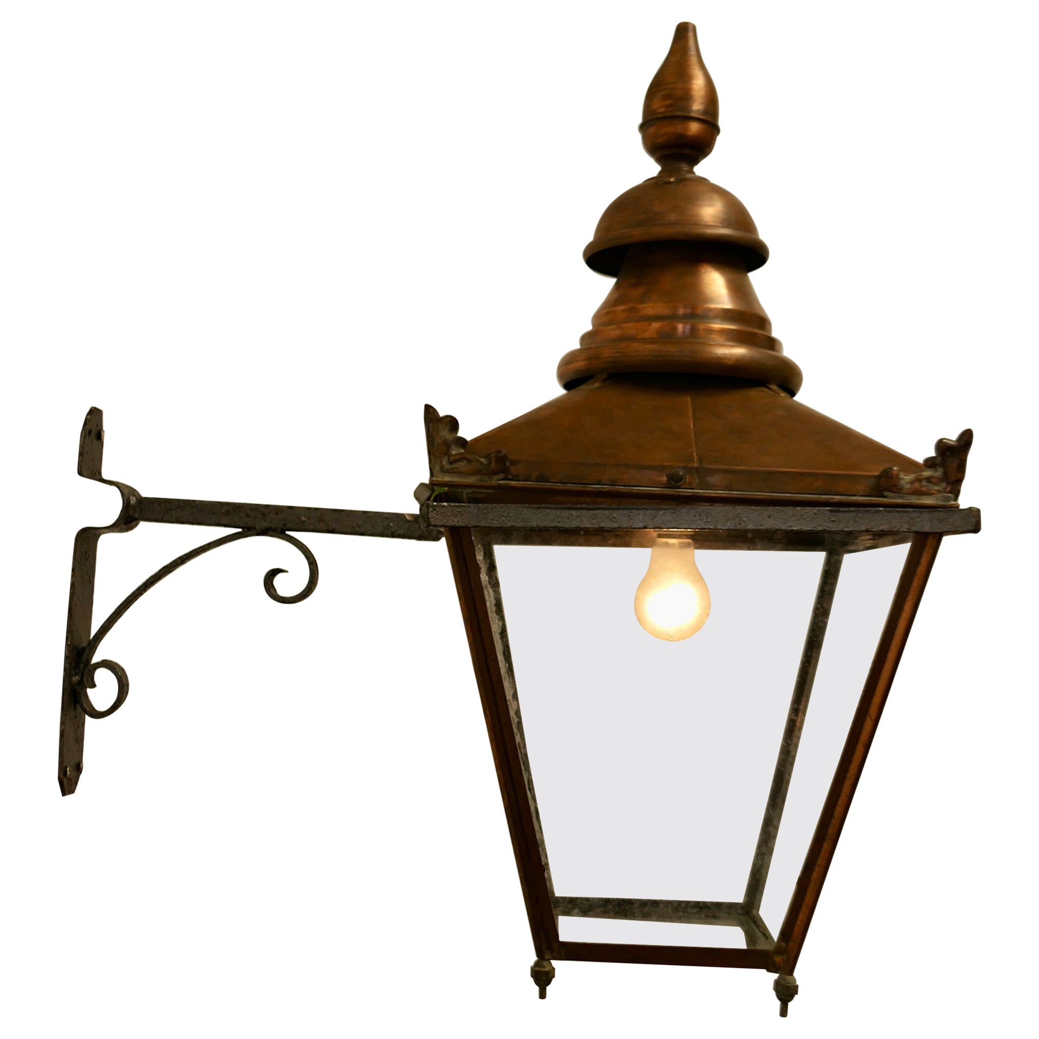 Large Copper Wall Hanging Lantern    This is a Large Copper street light style
