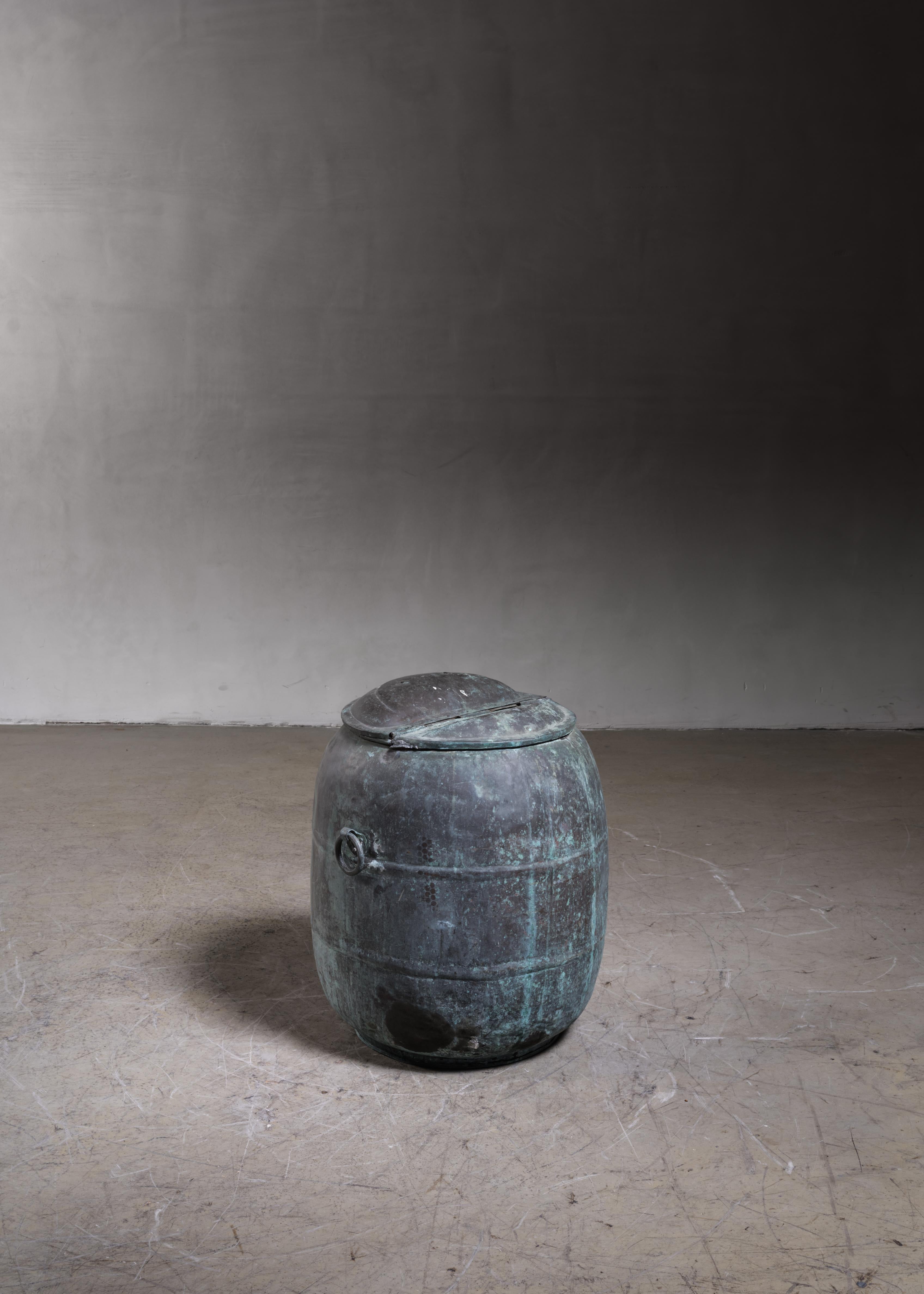Scandinavian Modern Large copper water barrel from Sweden For Sale