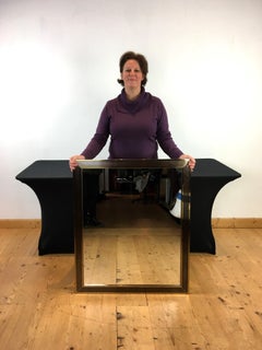 Large Copper and Brass Mirror, Belgo Chrome Style, 1970s