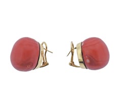 Large Coral Gold Earrings