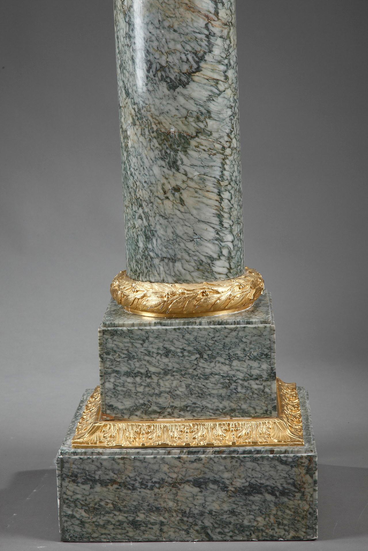 Large Corinthian Pedestal in Marble and Gilt Bronze  For Sale 5
