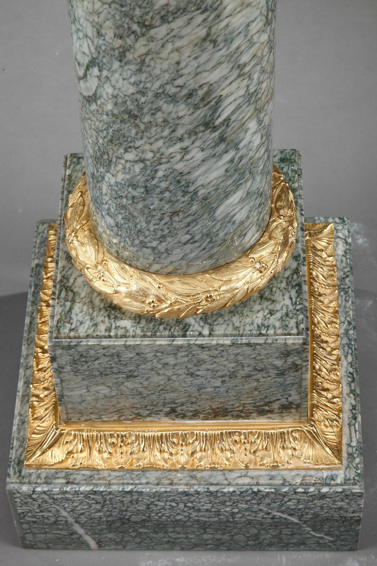 Large Corinthian Pedestal in Marble and Gilt Bronze  For Sale 6