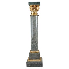 Large Corinthian Pedestal in Marble and Gilt Bronze 