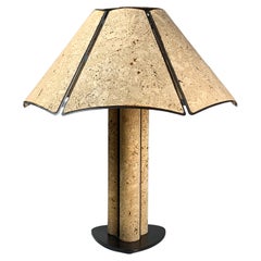 Large Cork and Black Metal Table Lamp, Germany, 1970s
