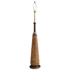 Large Cork and Walnut "Cone" Table Lamp