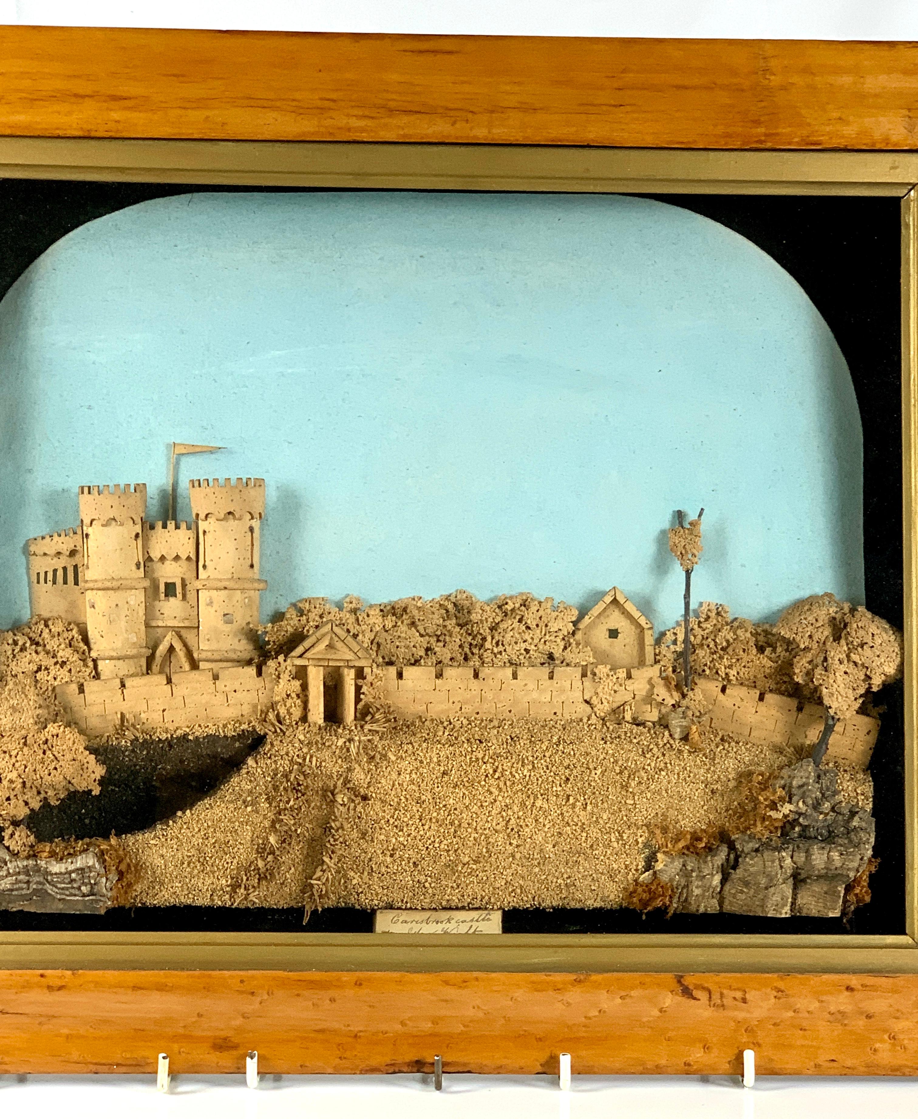Hand-Crafted Large Corkwork with Romantic View of Carisbrooke Castle on the Isle of Wight For Sale