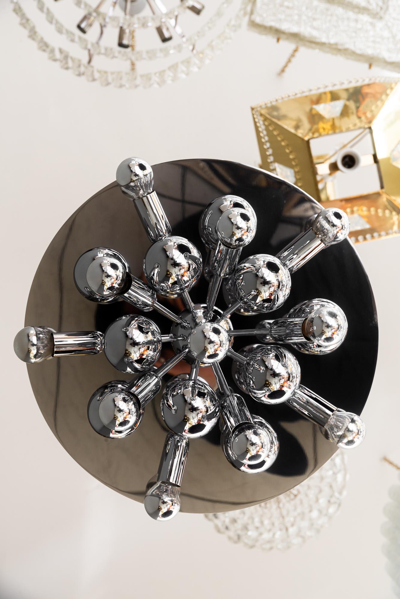German Large Cosack Flushmount or Wall Lamp in Chrome around 1960s For Sale
