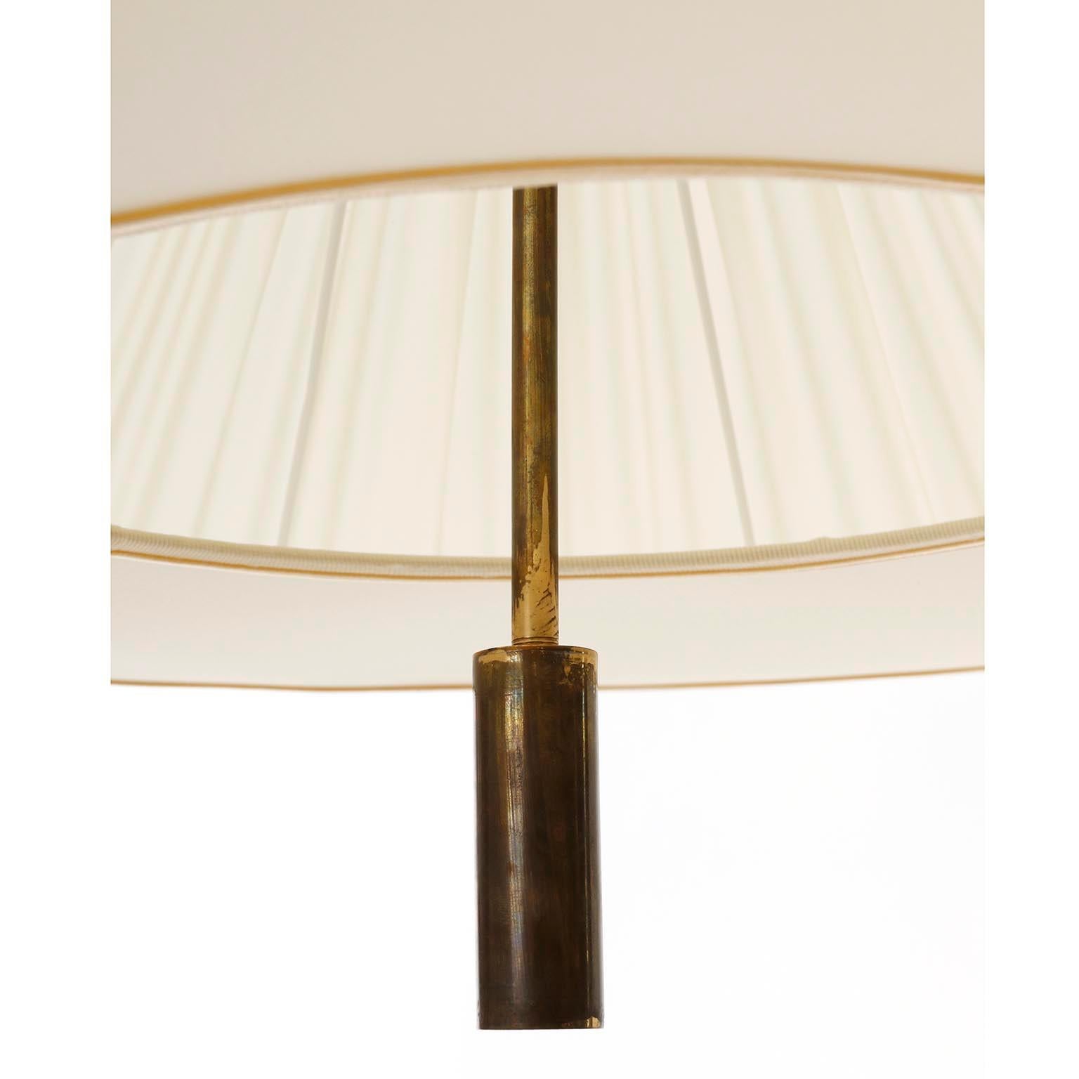 Large Counterweight Pendant Light Josef Frank Patinated Brass Fabric Shade 1930s 3