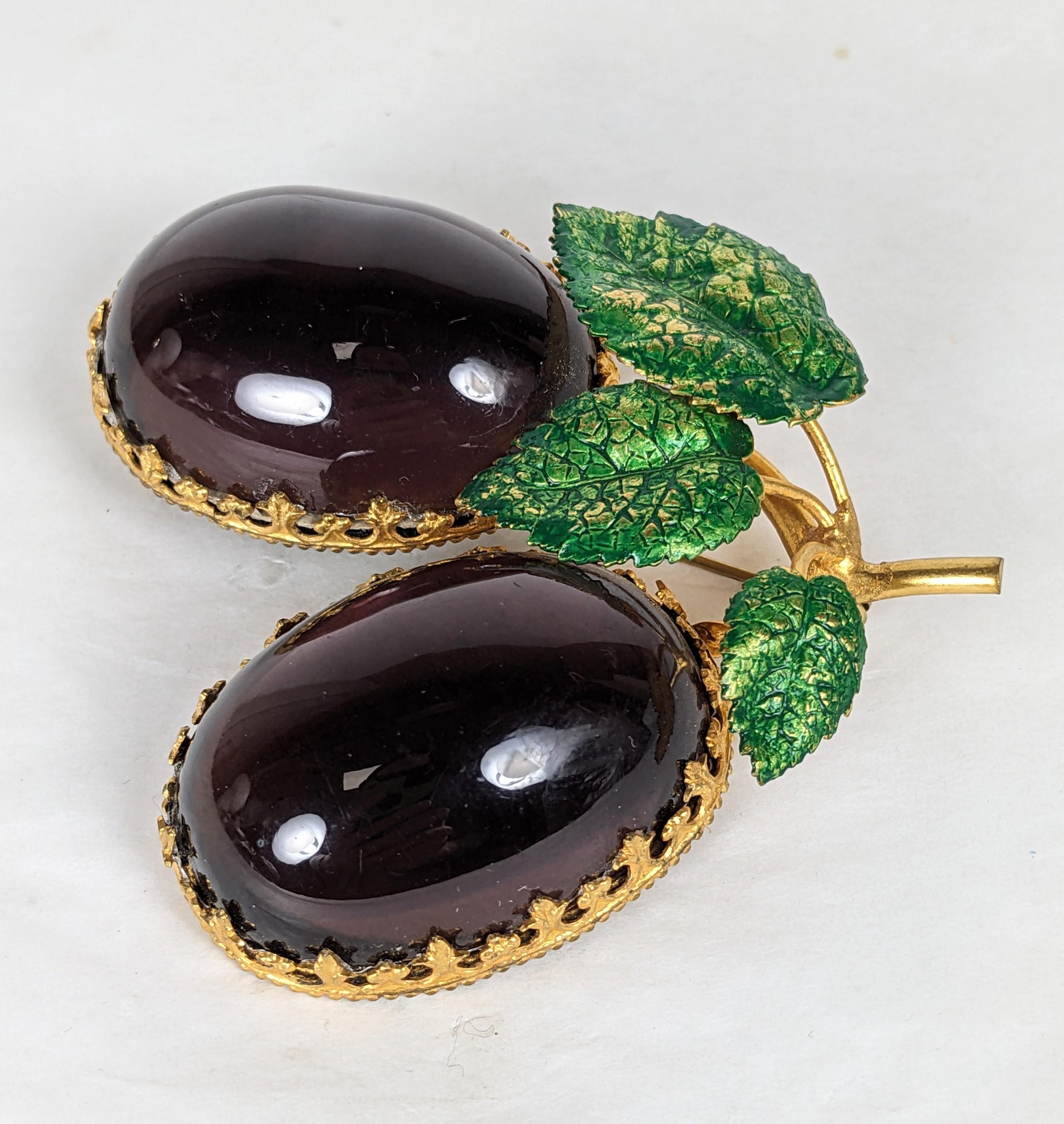 Artisan Large Countess Cis Double Plum Brooch For Sale