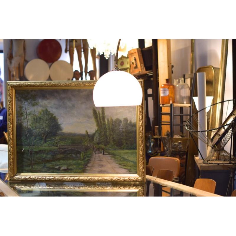 Gran paisaje campestre, siglo XIX, pintura sobre lienzo, enmarcada en venta 11