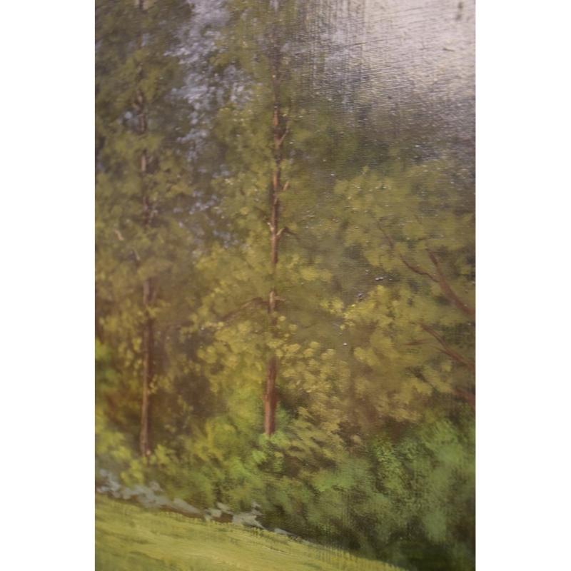 Gran paisaje campestre, siglo XIX, pintura sobre lienzo, enmarcada Lienzo en venta