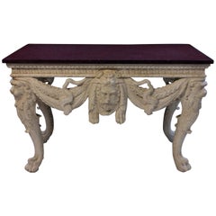 Large County House Console Table with a Solid Porphyry Top