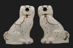 Large Couple of Ceramic Staffordshire Spaniels, ca.1950