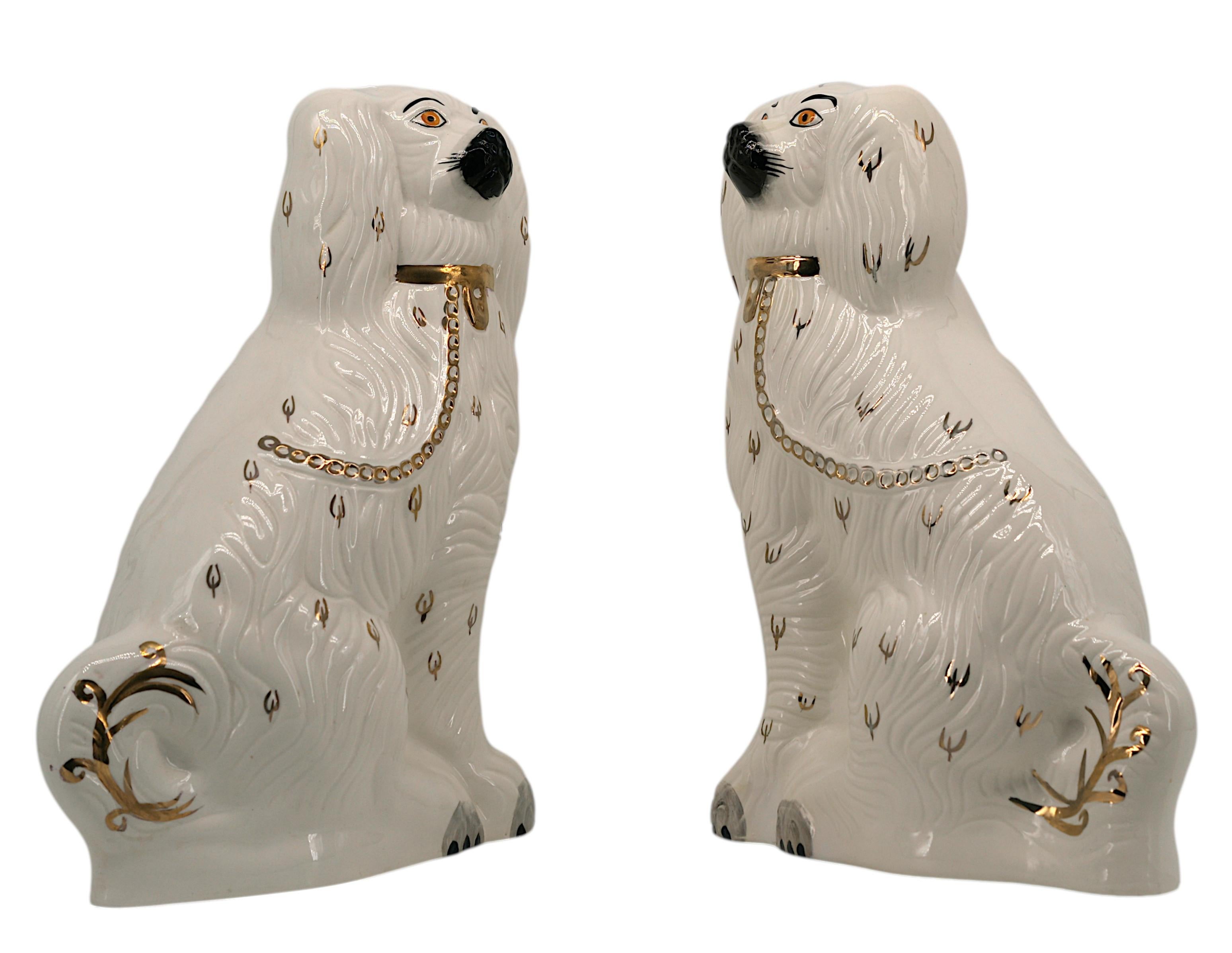 Art Deco Large Couple of Ceramic Staffordshire Spaniels, ca.1950 For Sale