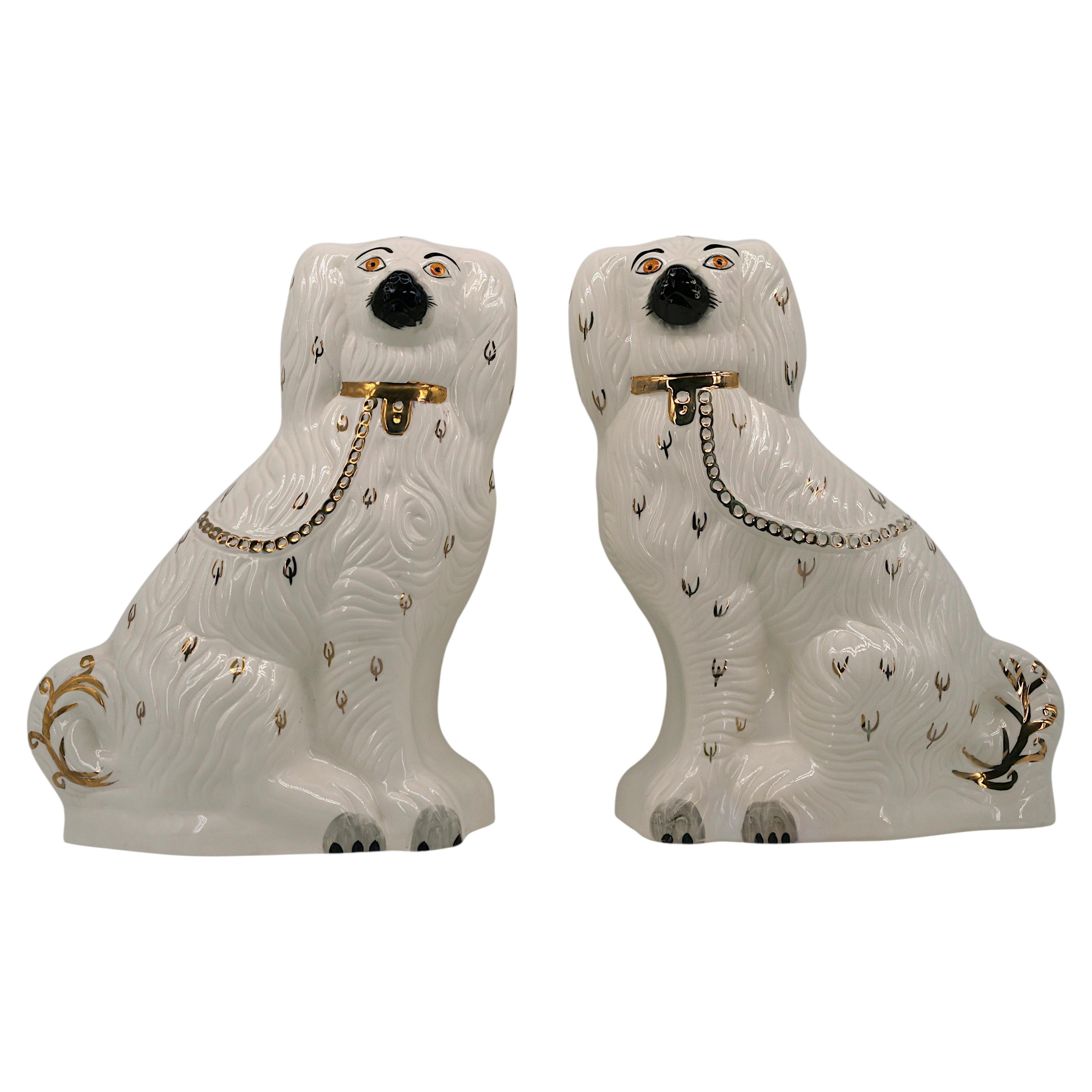 Large Couple of Ceramic Staffordshire Spaniels, ca.1950 For Sale