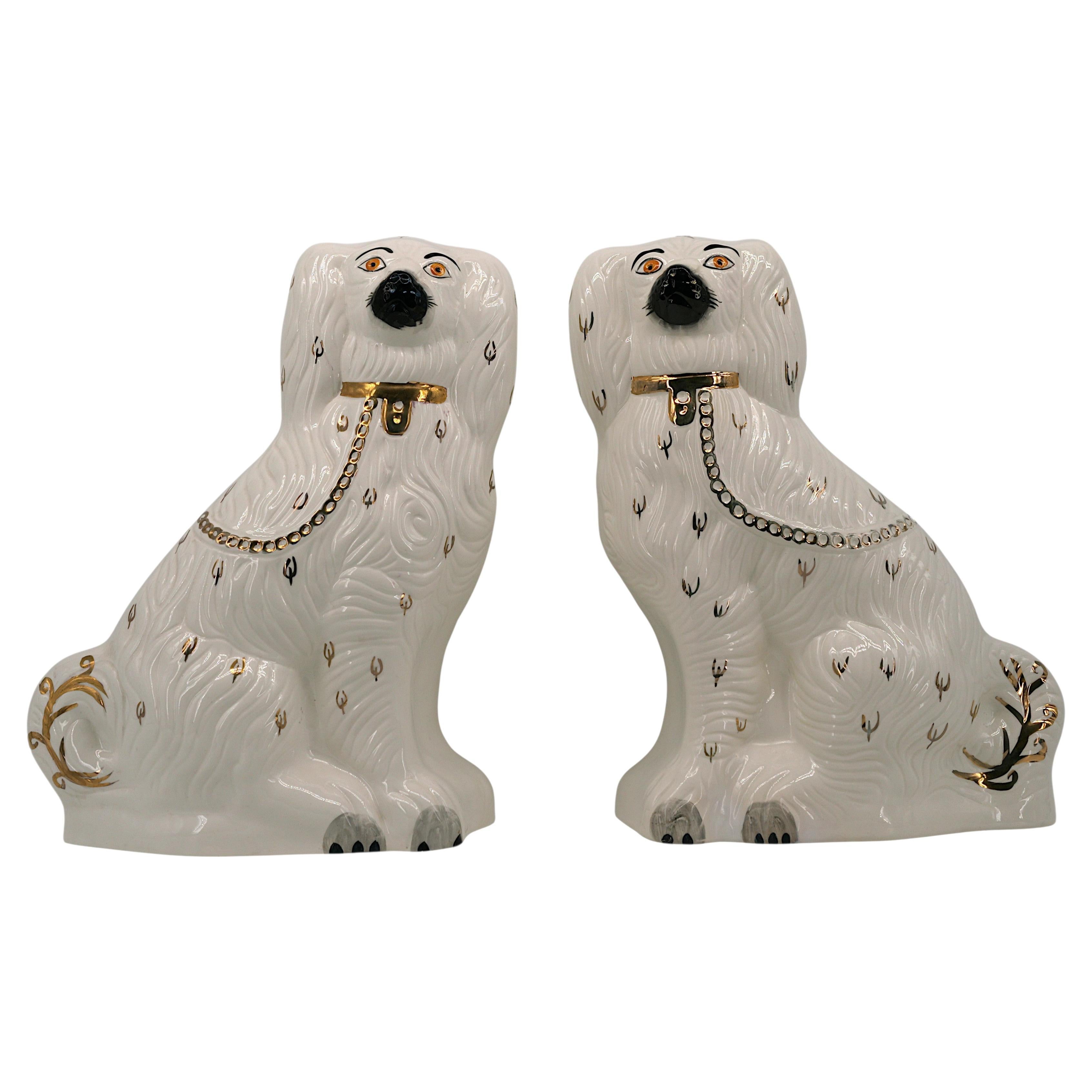 Large Couple of Ceramic Staffordshire Spaniels, ca.1950