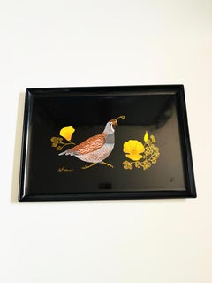 Large Couroc Quail and Poppies Tray