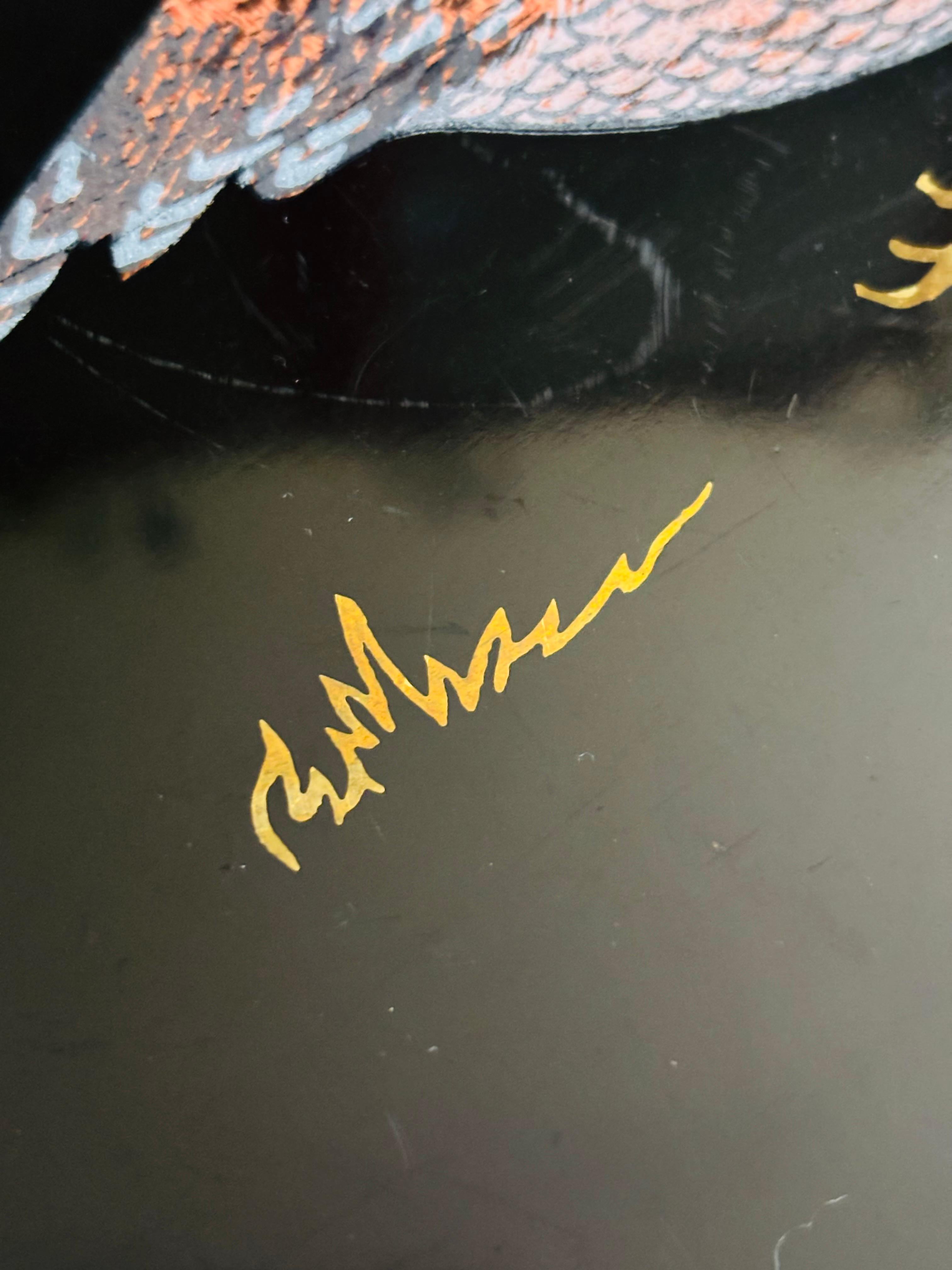 Vassoio grande Couroc Quaglia e papaveri in vendita 2