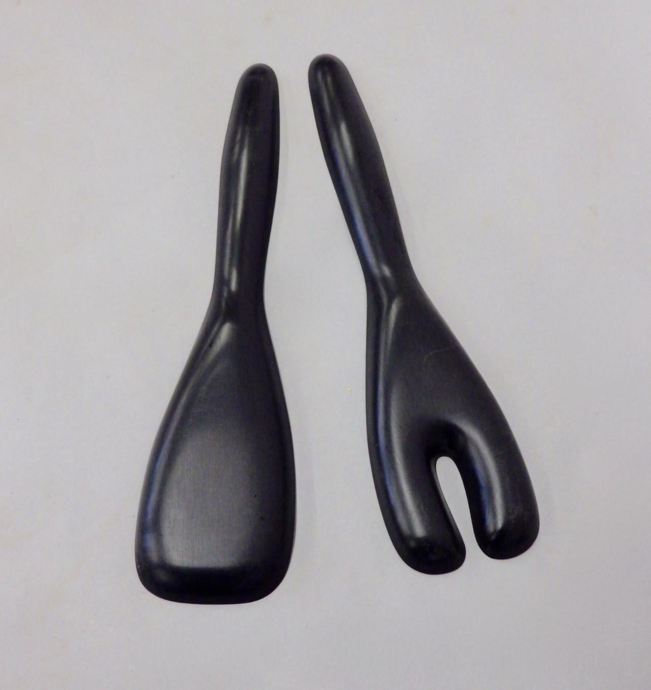 Mid-Century Modern Large Couroc Style Acrylic Modernist Salad Servers For Sale