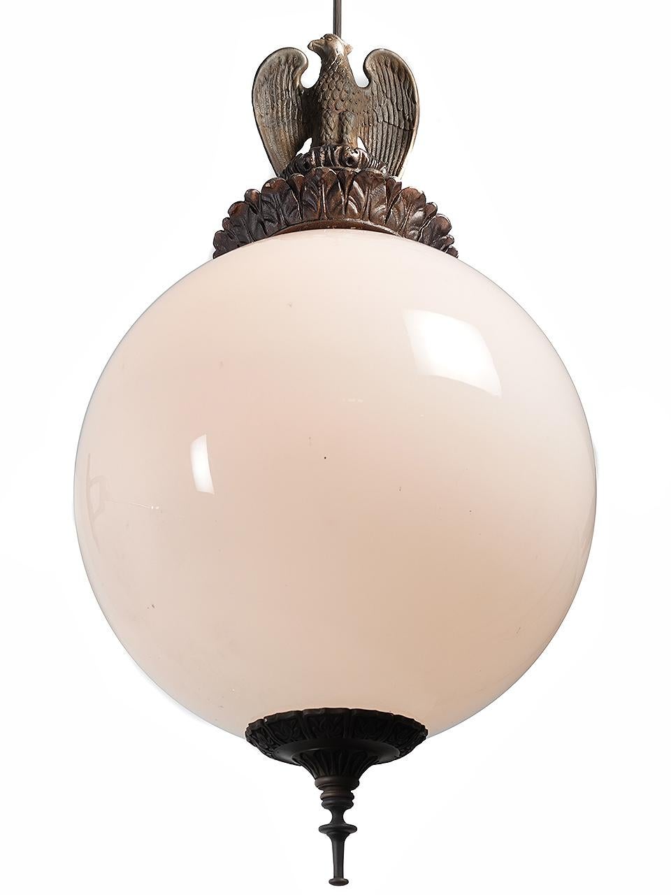 Federal Large Courthouse Eagle Globe Lamp For Sale