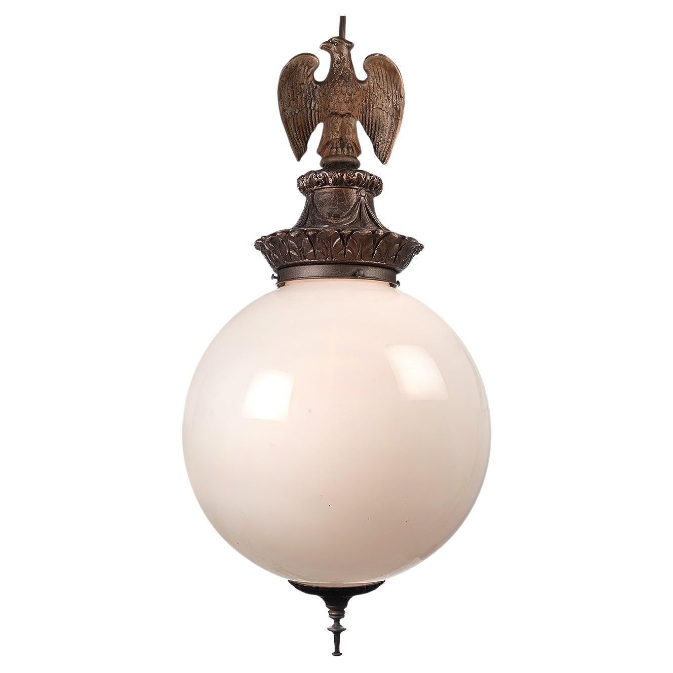 Large Courthouse Eagle Globe Lamp For Sale