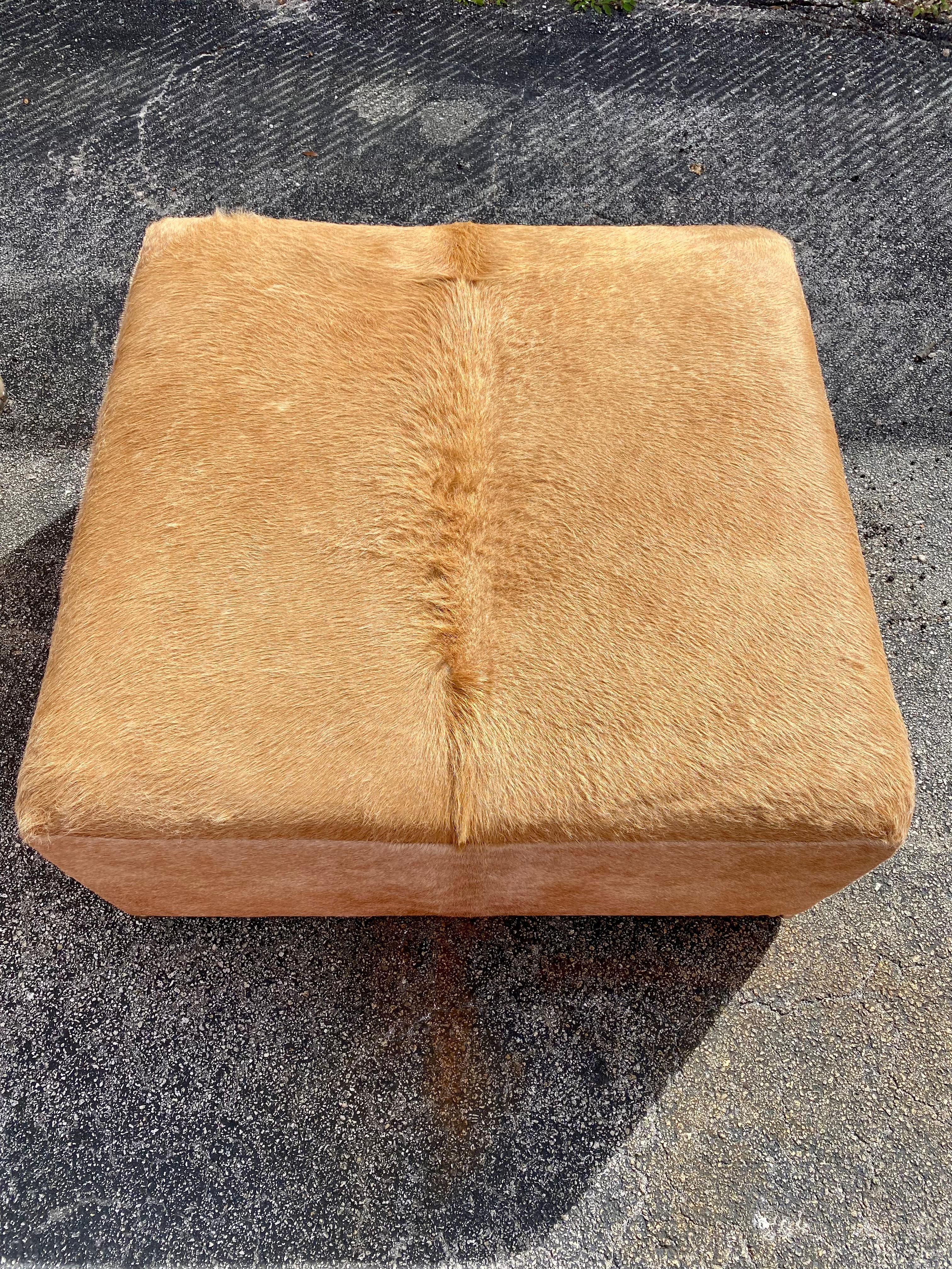 Large Cowhide and Nailhead Ottoman’s, Set of 2 For Sale 2