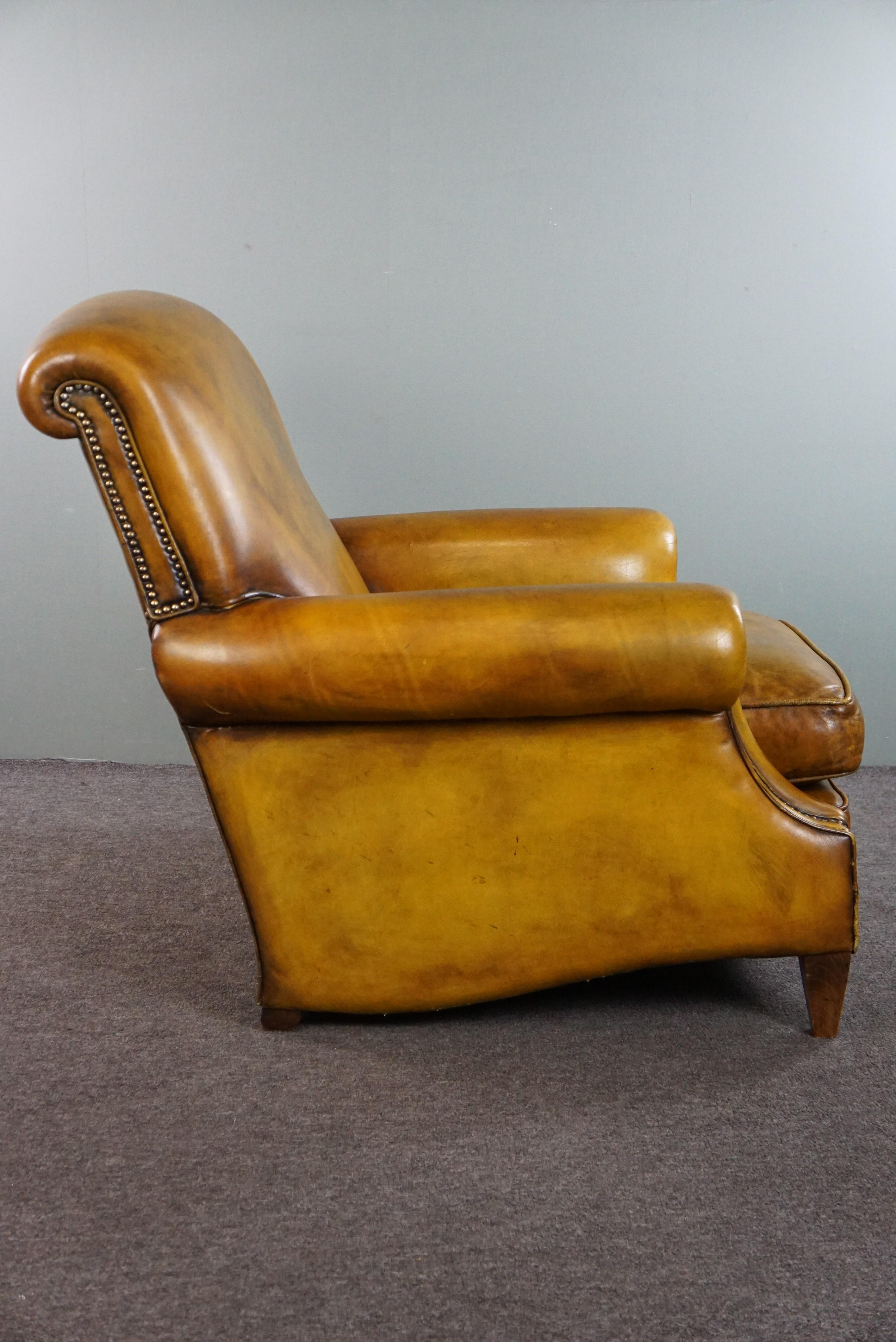 Classical Roman Large cowhide armchair on wheels For Sale