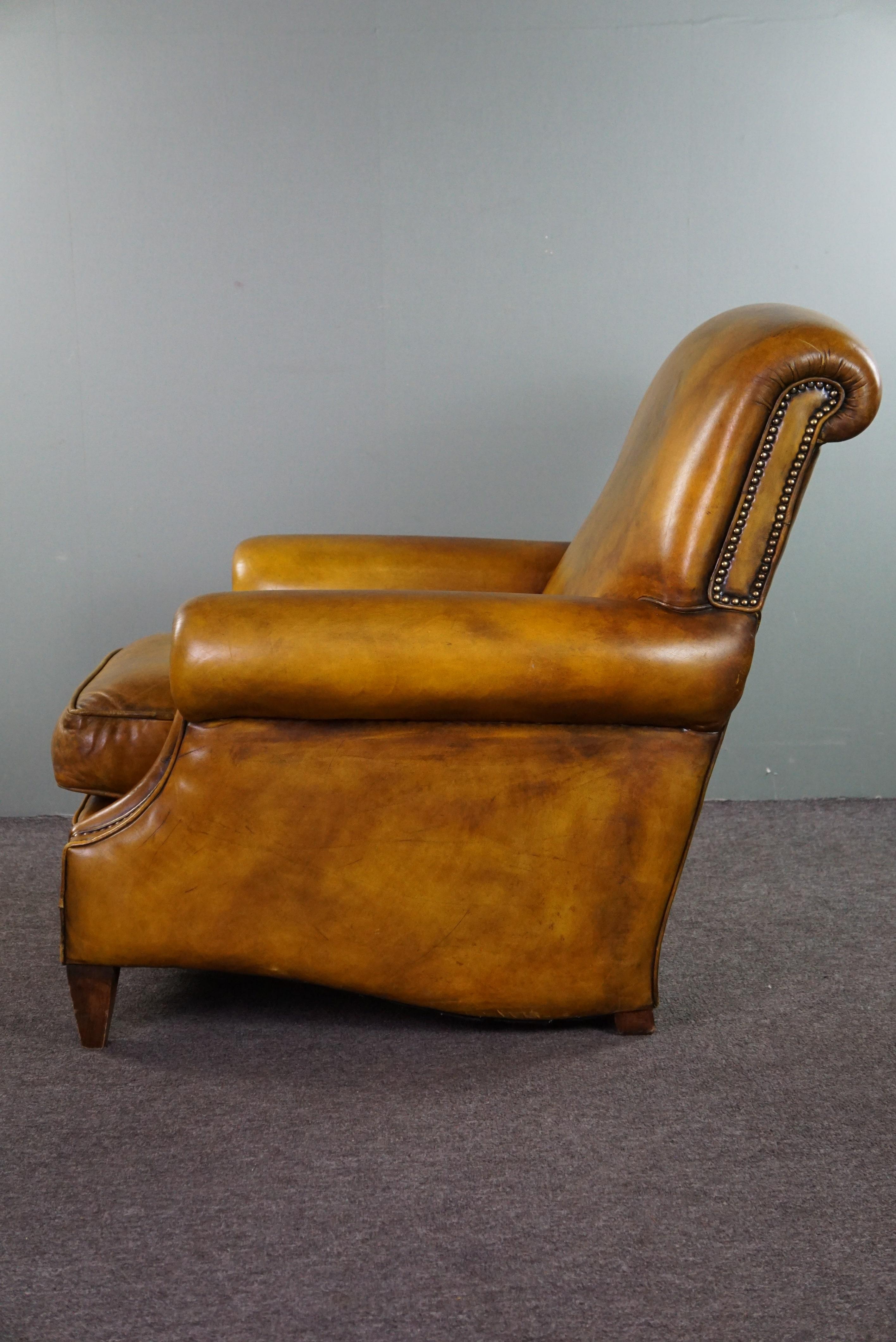 Late 20th Century Large cowhide armchair on wheels For Sale