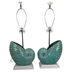 Large Crackle Porcelain Nautilus Shell Lamp