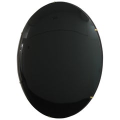 Orbis™ Convex Black Round Frameless Elegant Mirror with Brass Clips - Large