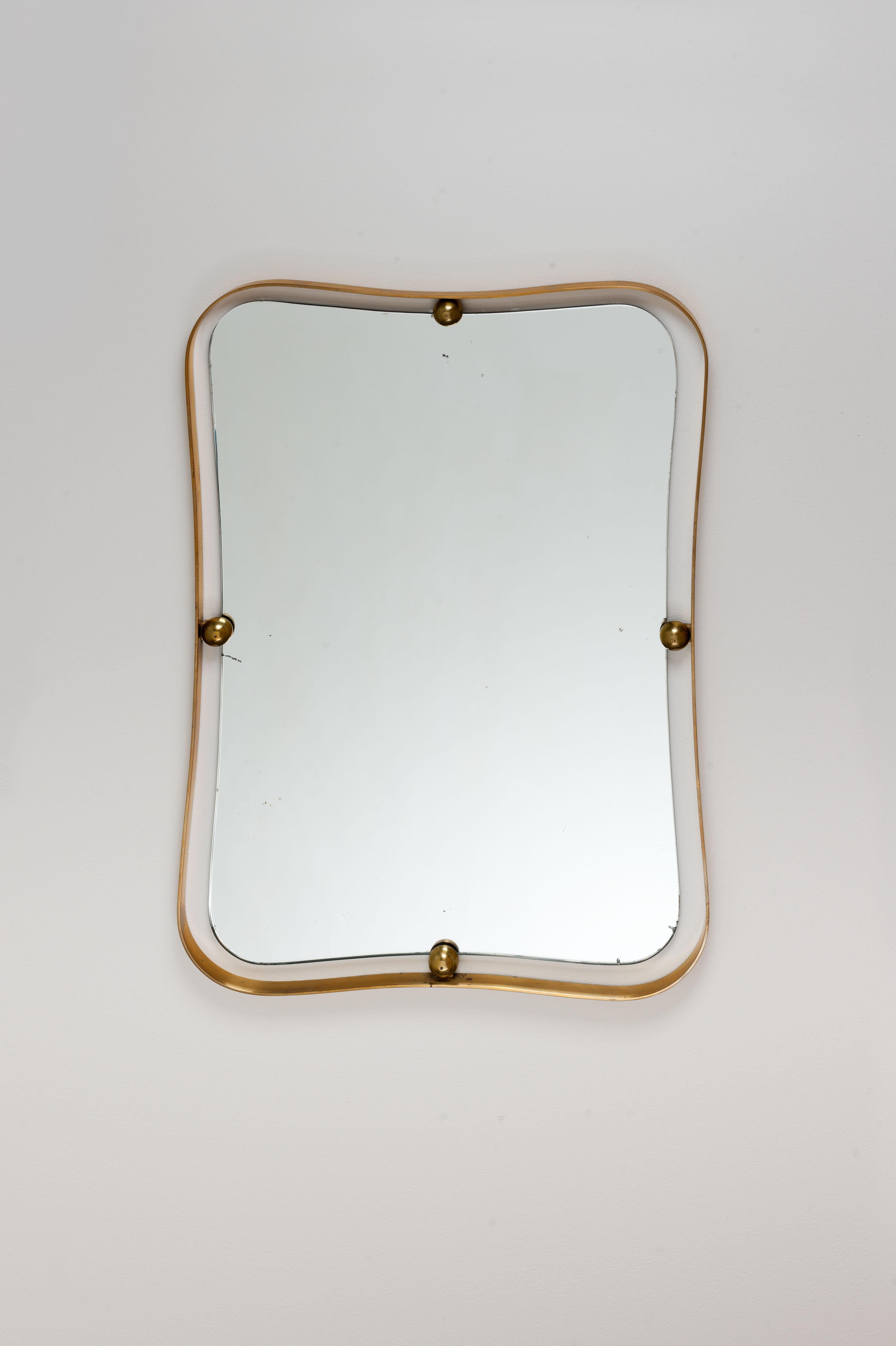 Large Crafted Italian 1960s Decorative Brass Mirror 6