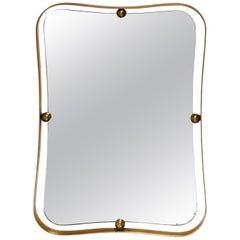 Large Crafted Italian 1960s Decorative Brass Mirror