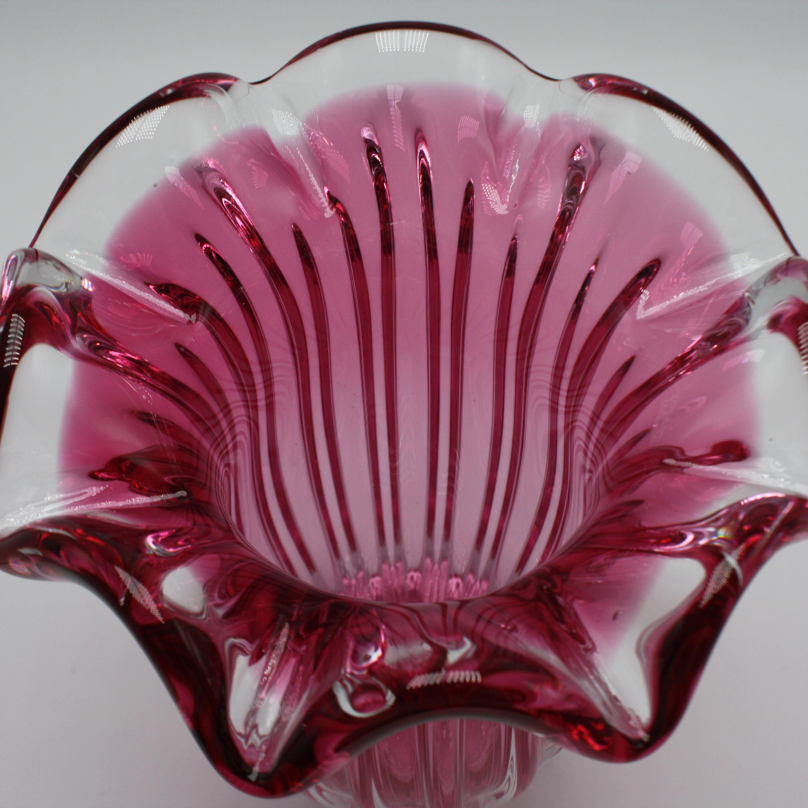 large cranberry glass vase