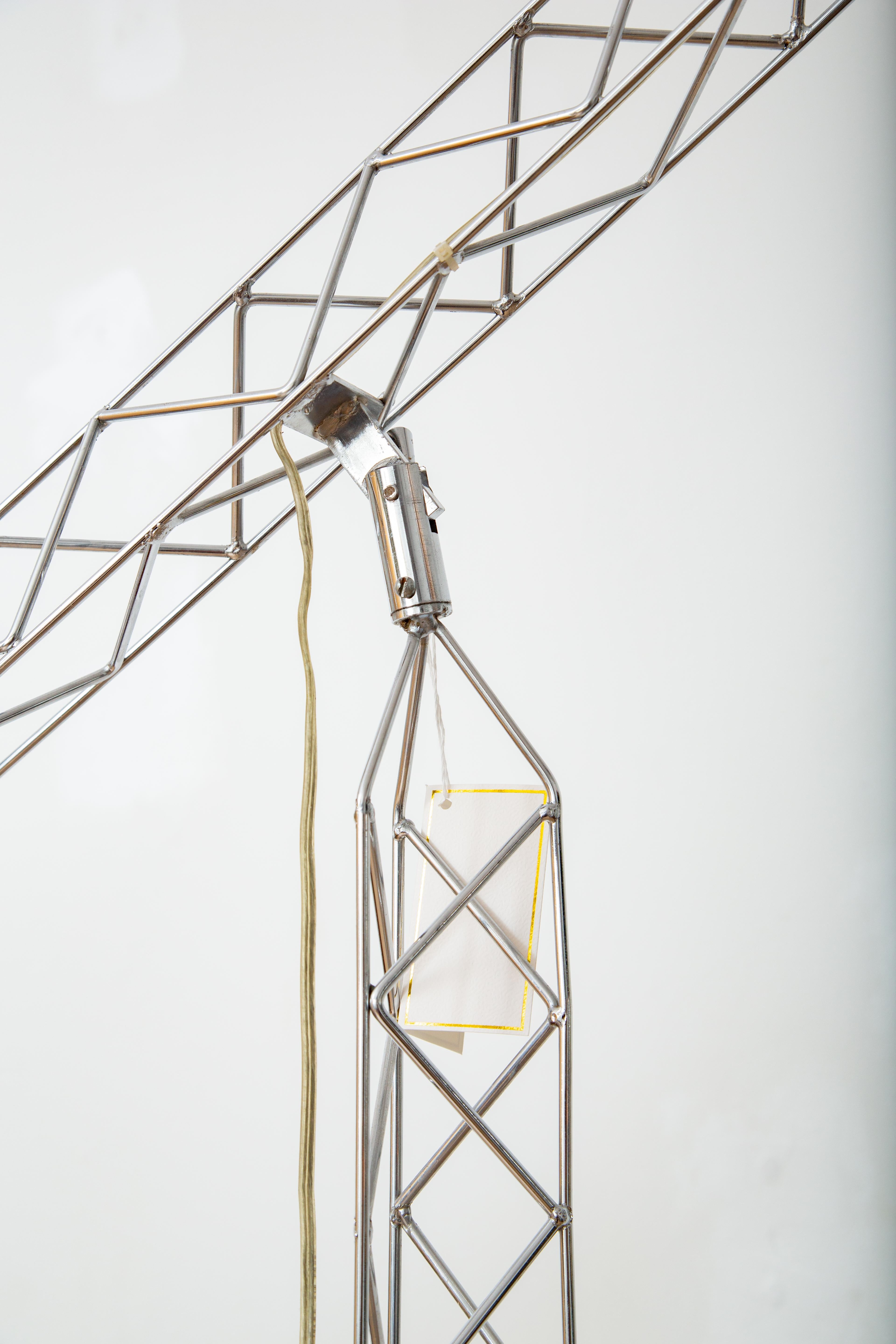 American Large Crane Floor Lamp by Curtis Jere, USA 1971 For Sale