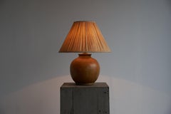 Large Craquelé Studio Pottery Table Lamp with Original Shade 1950s