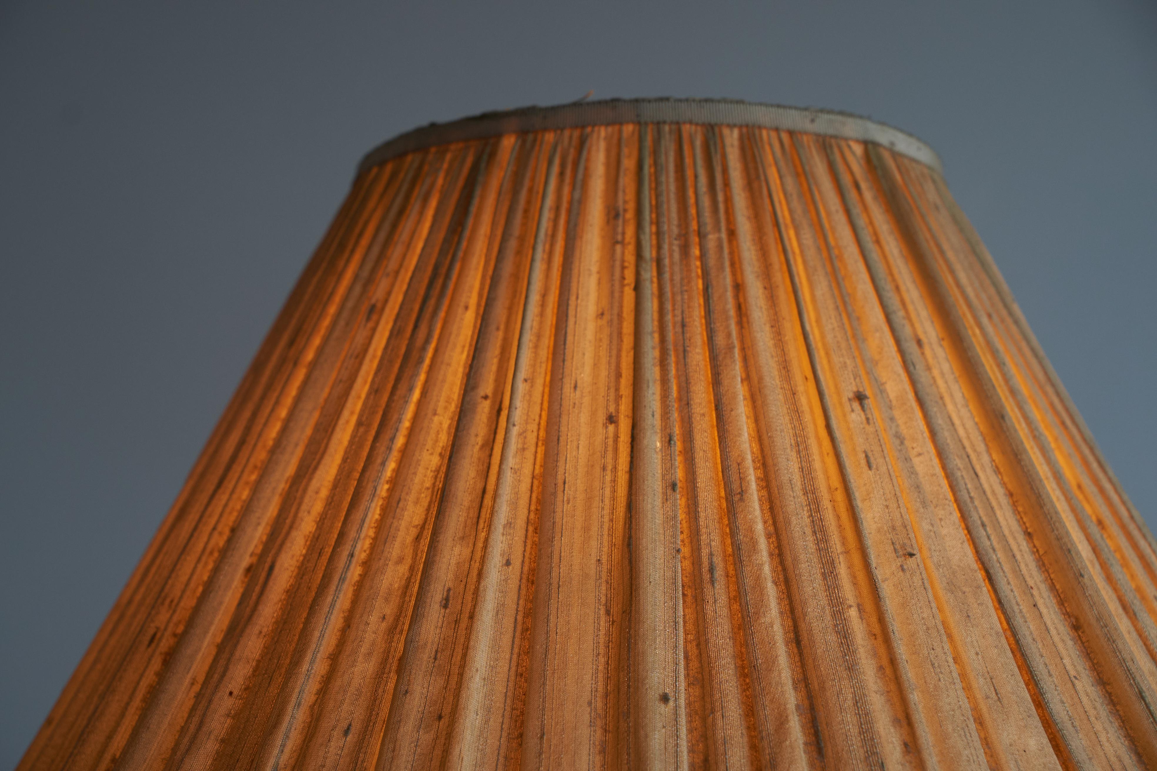 20th Century Large Craquelé Studio Pottery Table Lamp with Original Shade 1950s For Sale