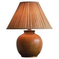 Grande lampada da tavolo in Studio Pottery craquelé con paralume originale anni '50