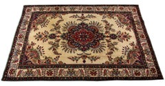 Large Cream Carpet Wool Area Rug, Traditional Floral Living Room Rug
